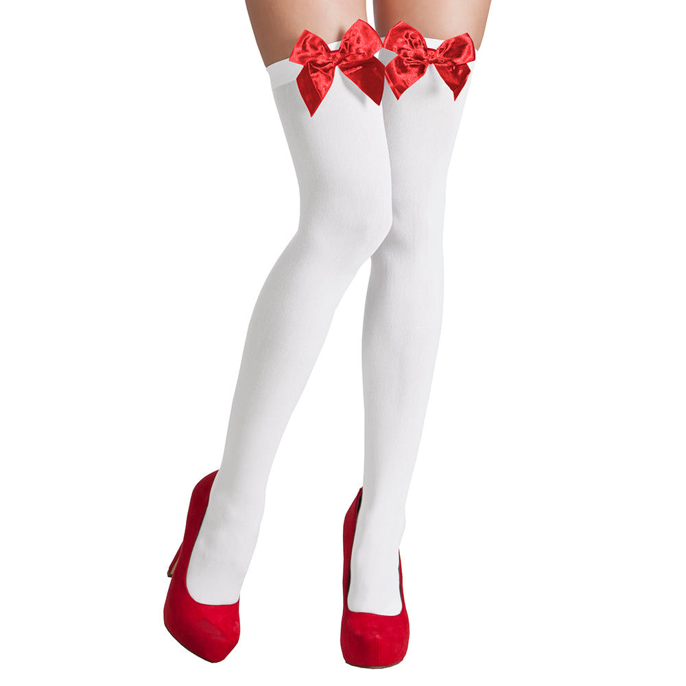 White/Red Bow Stockings