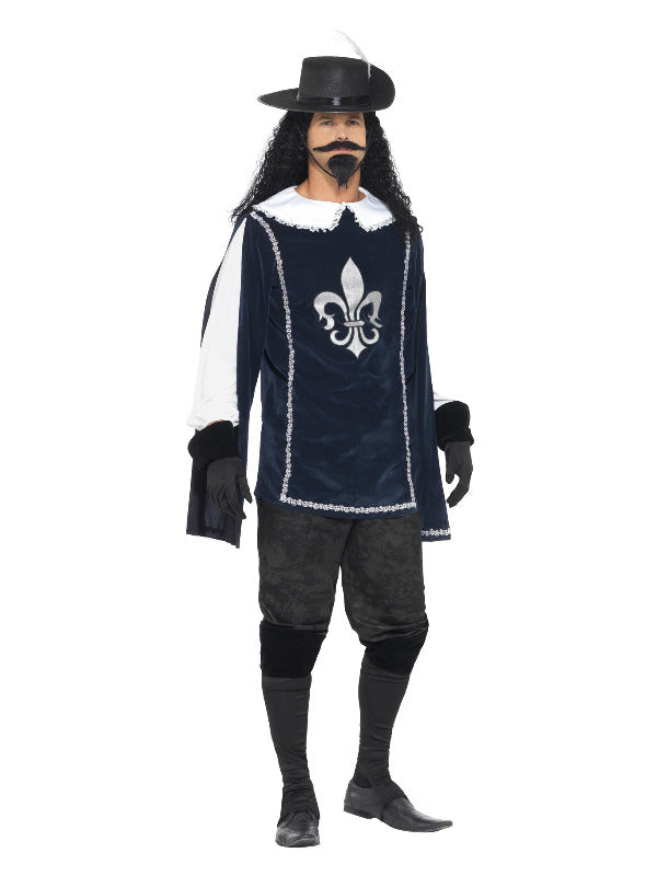 Musketeer Male Costume with Top Hat Navy