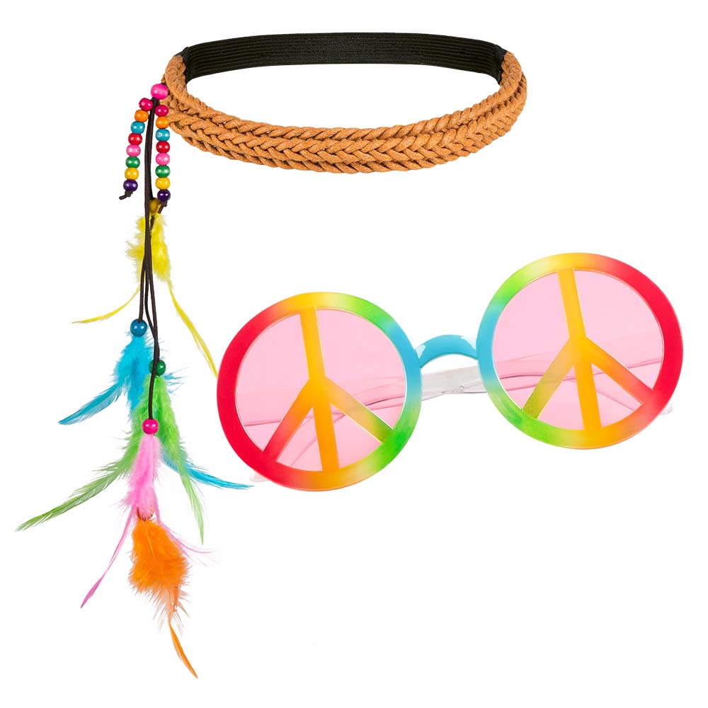 Bohemian Hippie Set (Headband and Rainbow Party Glasses)