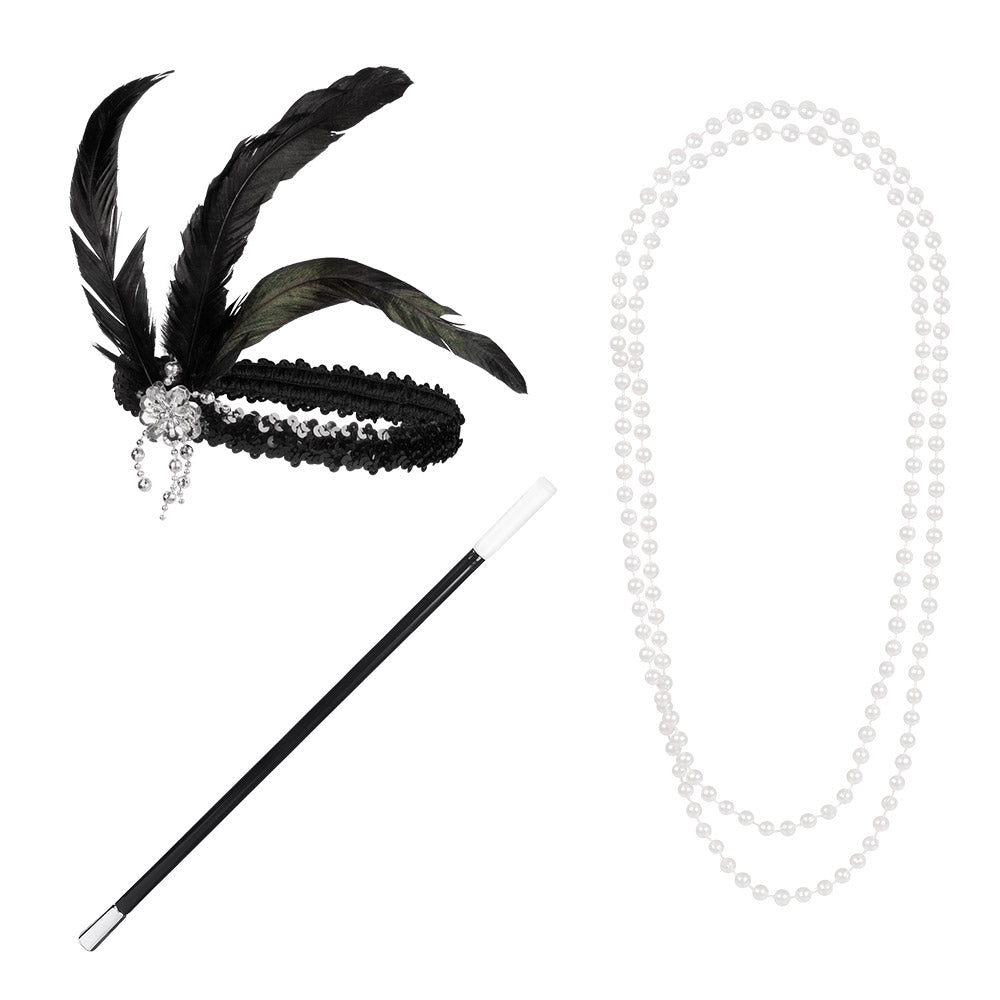 Flapper Set (Headband, Necklace and Cigarette Holder)