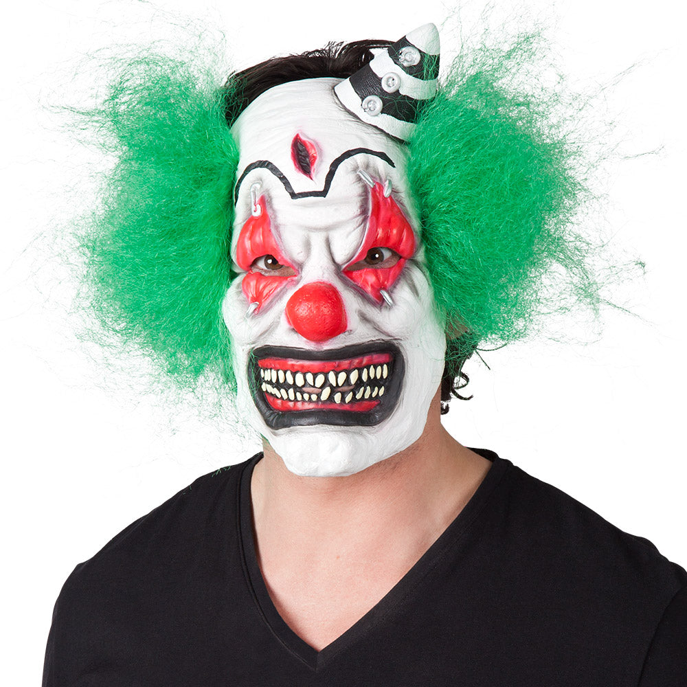 Horror Clown Latex Face Mask With Hair