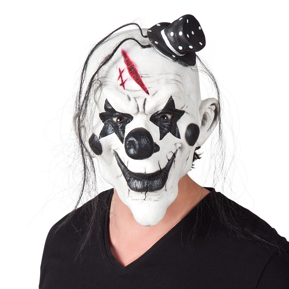 Latex Psycho Clown With Hair Head Mask