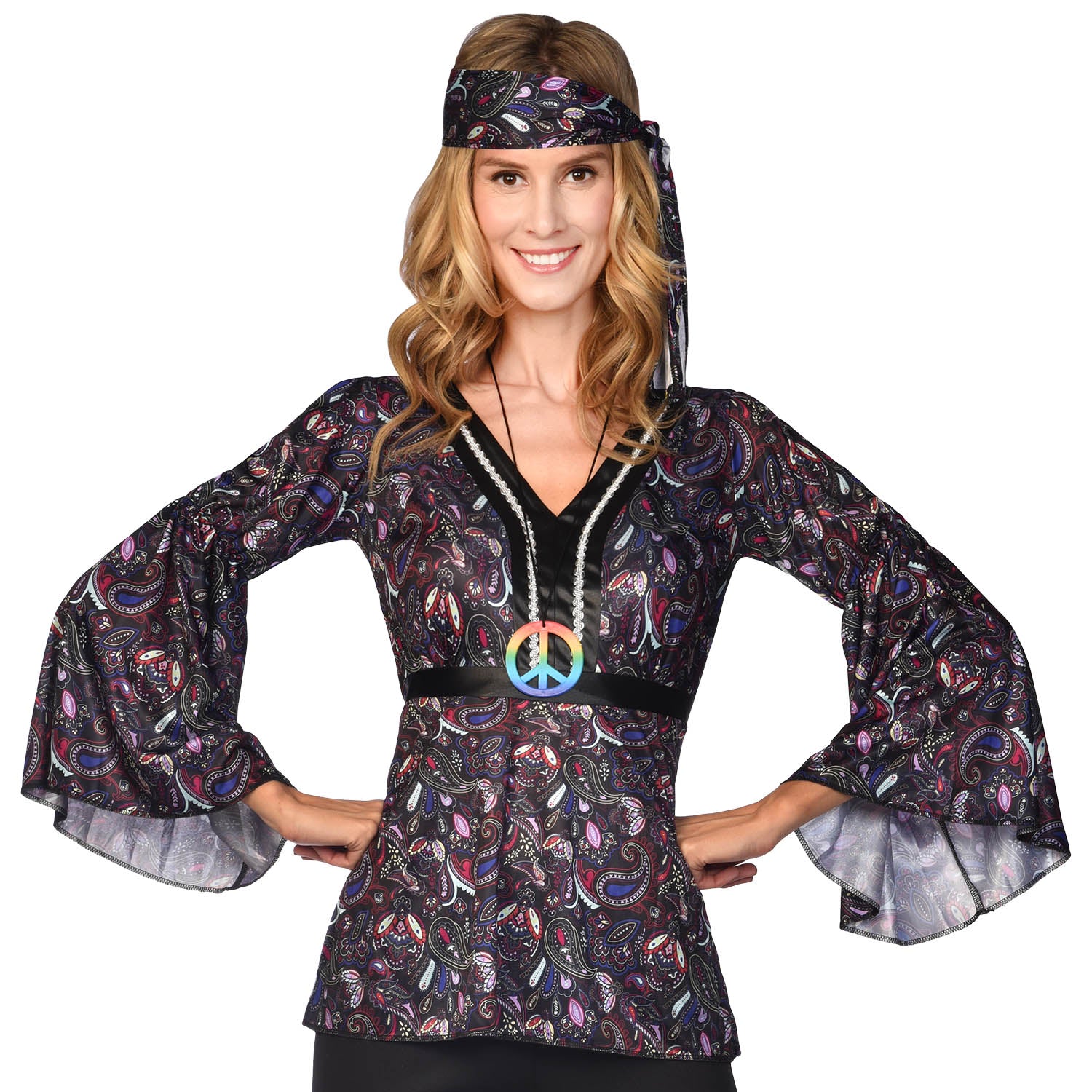 Hippie Necklace Rainbow Peace Sign