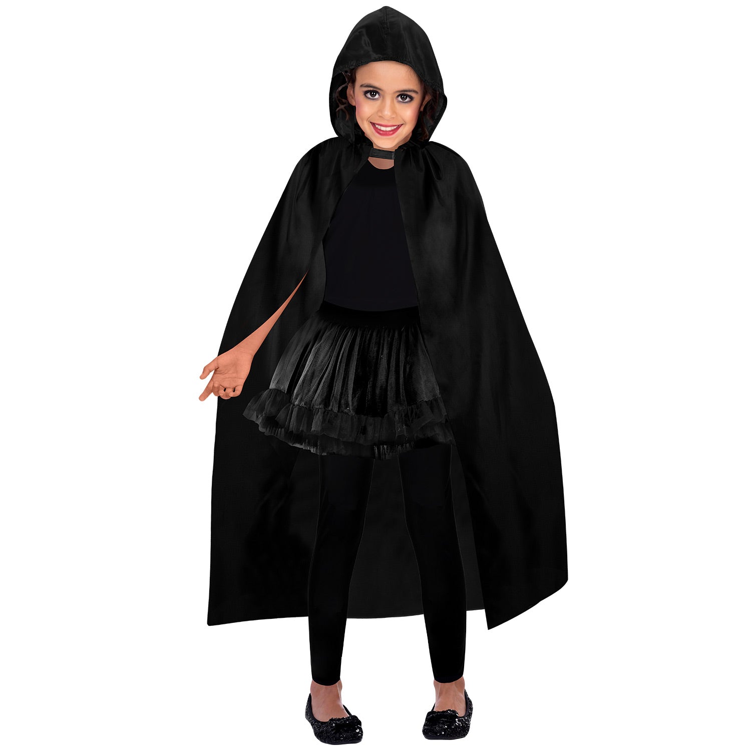 Nylon Black Hooded Cape - Child