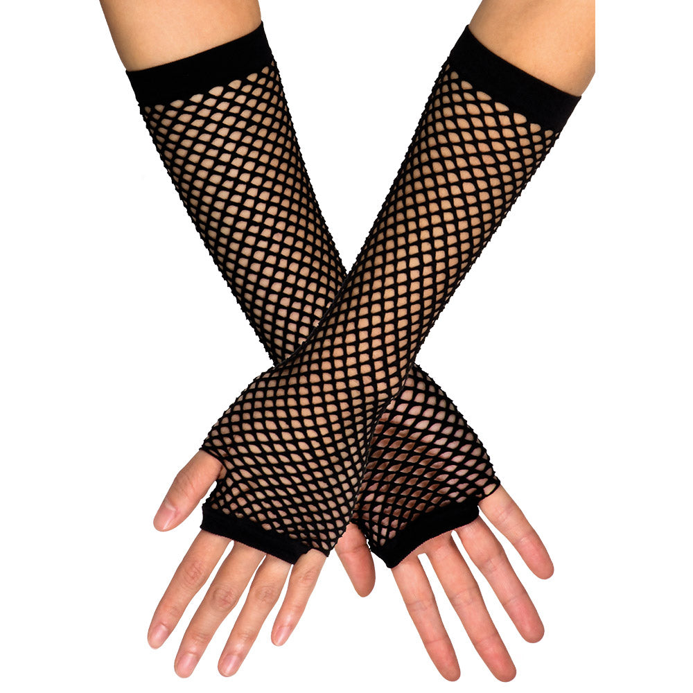 Fingerless Black Fishnet Gloves
