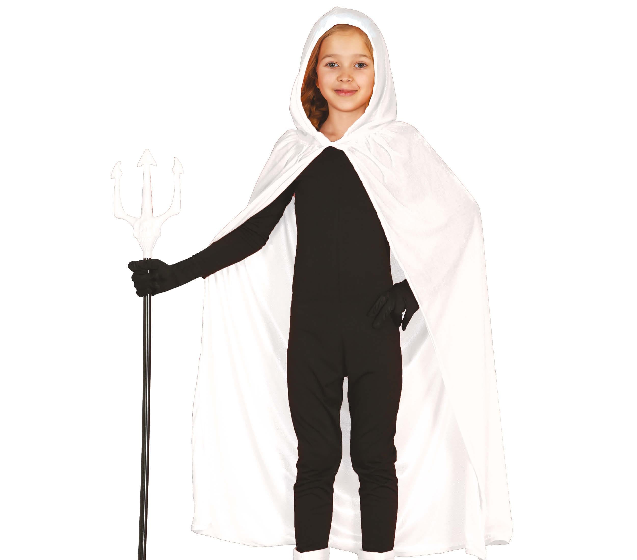 Child White Velvet Cape With Hood 100 Cms