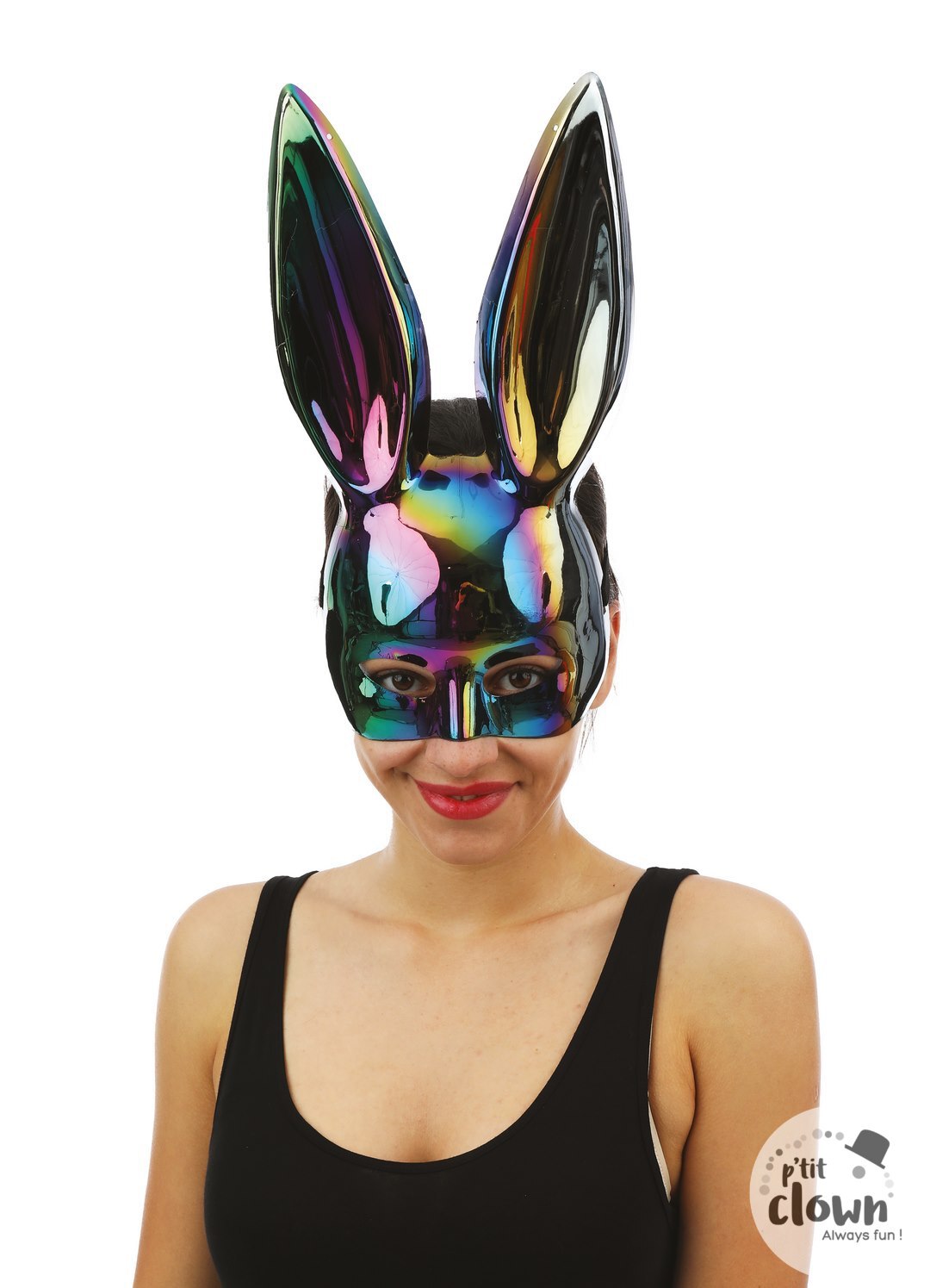 Iridescent Rabbit Half-Mask - Black