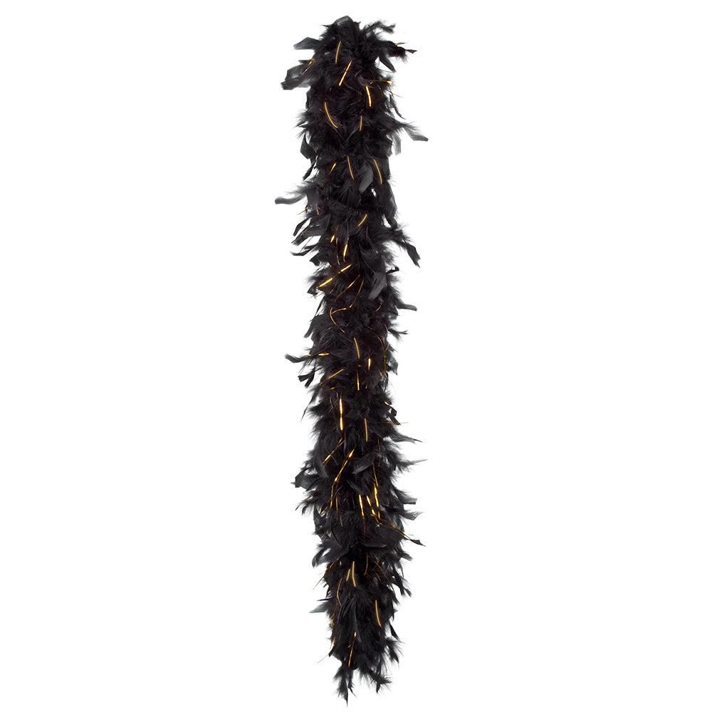 Feather Boa - Black with golden Tinsel