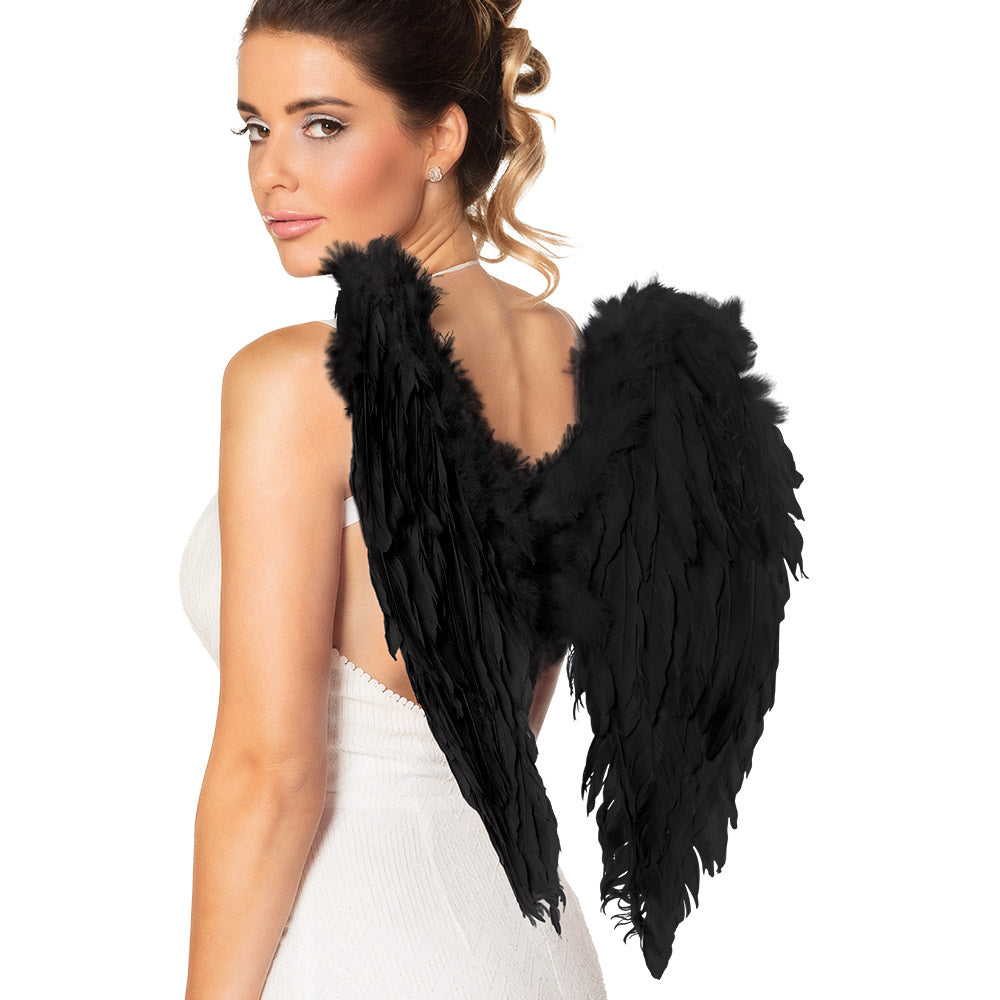 Angel wings folded black