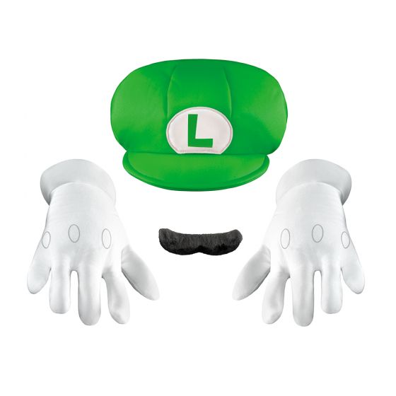 Luigi Child Accessory Kit (Hat, Gloves and Mustache)