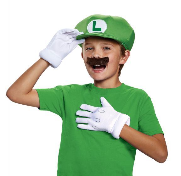 Luigi Child Accessory Kit (Hat, Gloves and Mustache)