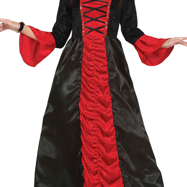 women's dark red and black off the shoulder dress vampire Vampiress Black and Red Adult