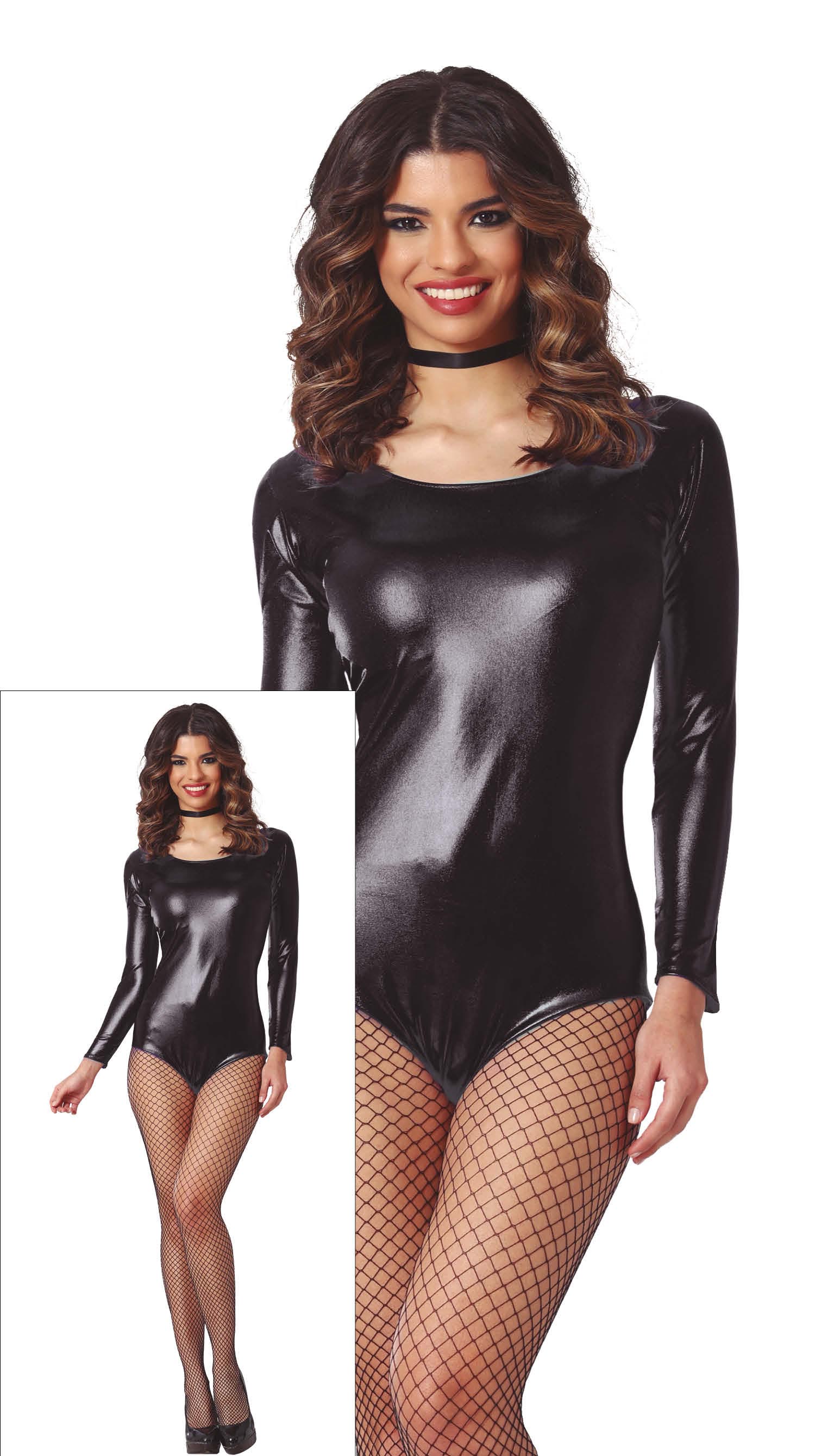 Long Sleeve Metal Black Leotard