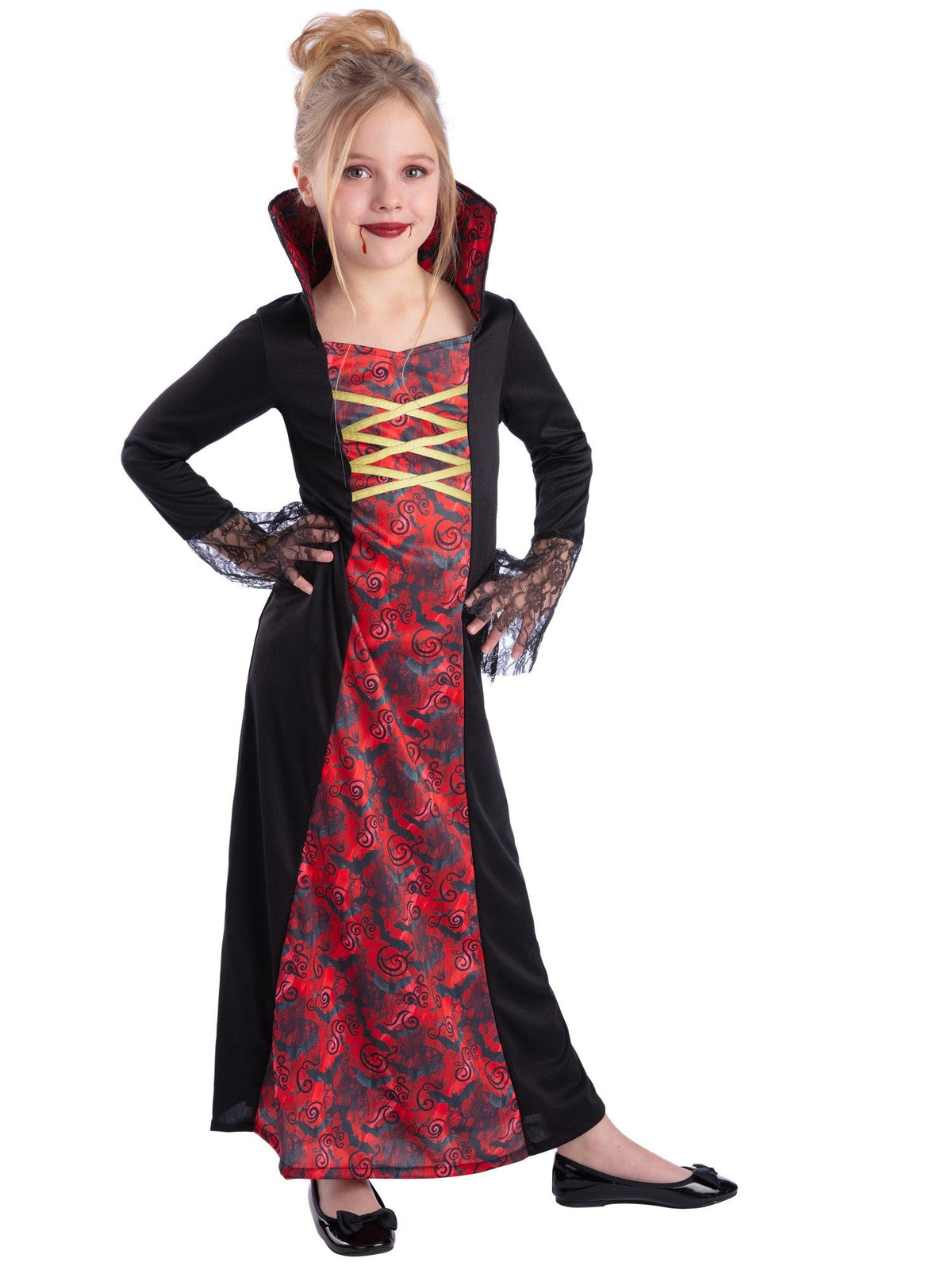 Vampiress Costume Black/Red Girls