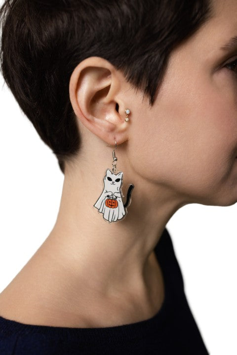 Trick Or Treat Cat Earrings