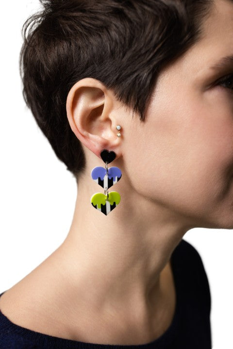 Striped Heart Earrings