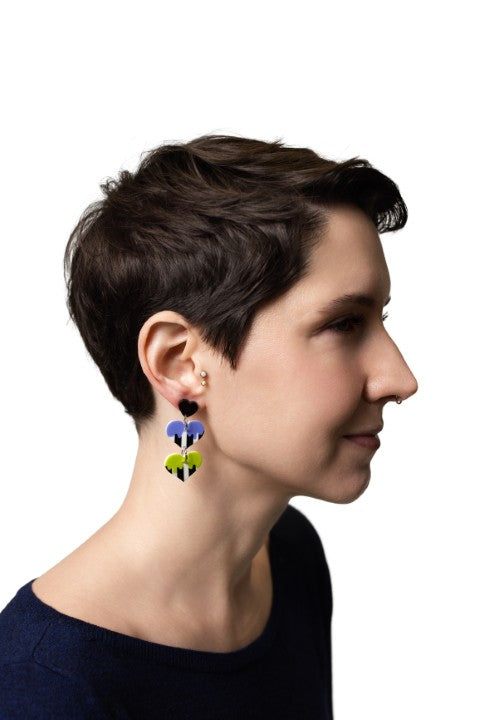 Striped Heart Earrings