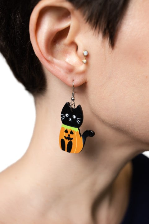Pumpkin Cat Earrings