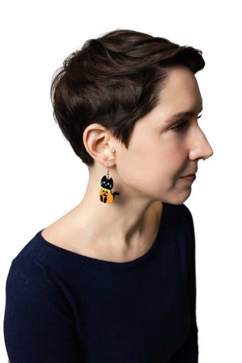 Pumpkin Cat Earrings
