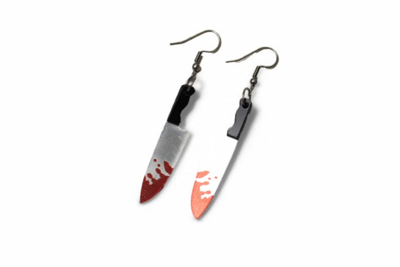 Chrome Bloody Knife Earrings