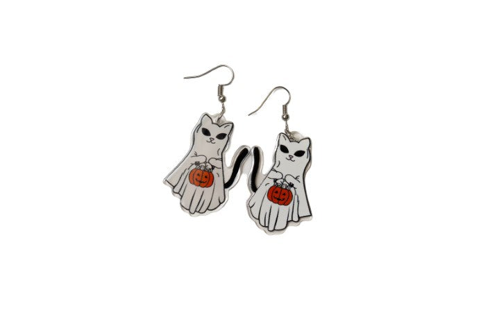 Trick Or Treat Cat Earrings